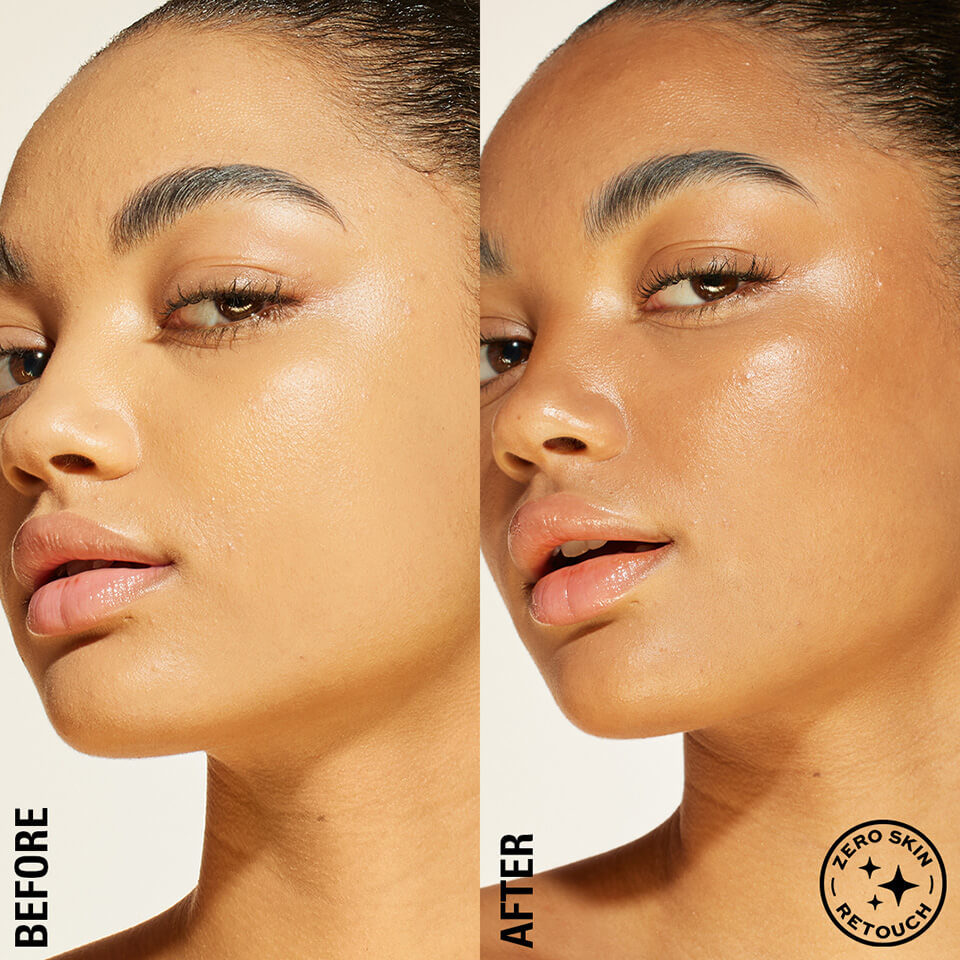 Before and After using bronzing drops no retouch